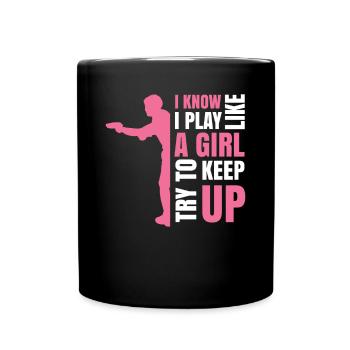 Je sais que je joue comme une fille essayer de suivre - Mug uni - noir - Devant