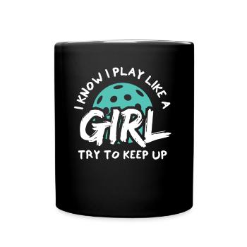Je sais que je joue comme une fille essayer de suivre - Mug uni - noir - Devant