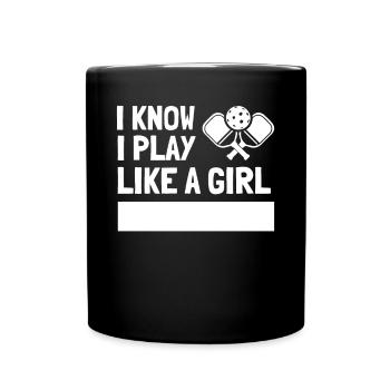 Je sais que je joue comme une fille essayer de suivre - Mug uni - noir - Devant