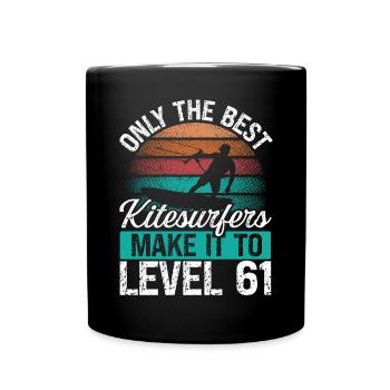61 Kitesurf Level 61 Year Retro Kiteboarding - Full Colour Mug - black - Front