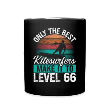 66 Kitesurf Level 66 Year Retro Kiteboarding - Full Colour Mug - black - Front