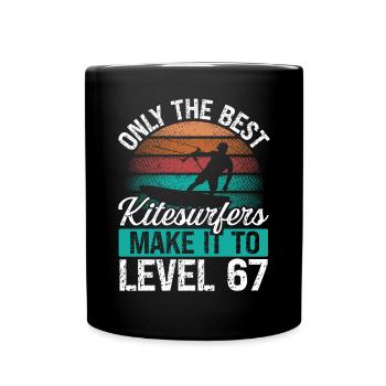 67 Kitesurf Level 67 Year Retro Kiteboarding - Tasse einfarbig - Schwarz - Vorne