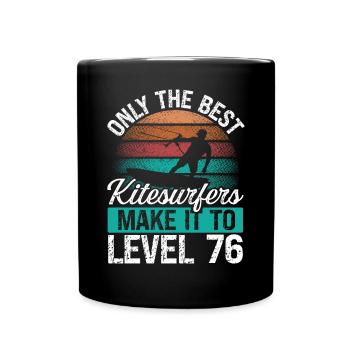 76 Kitesurf Level 76 Year Retro Kiteboarding - Full Colour Mug - black - Front