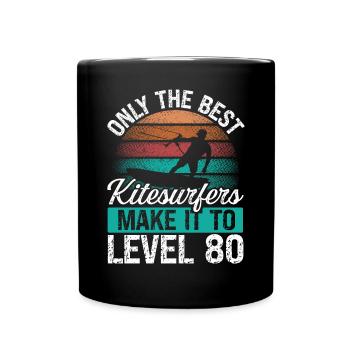 80 Kitesurf Level 80 Year Retro Kiteboarding - Full Colour Mug - black - Front