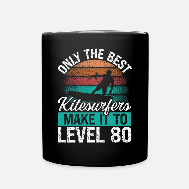 80 Kitesurf Level 80 Year Retro Kiteboarding - Tasse einfarbig - Schwarz