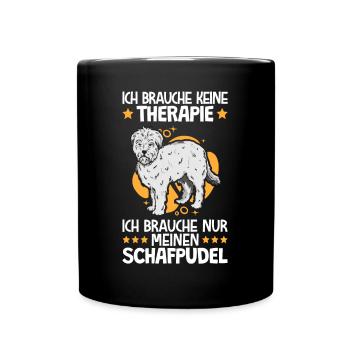 Ich brauche nur meinen Schafpudel Hütepudel - Tasse einfarbig - Schwarz - Vorne