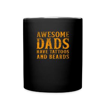 Papa Tattoo Bart Vater Spruch Geschenk - Tasse einfarbig - Schwarz - Vorne