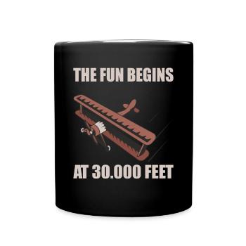 Pilot Fun Begins At 30.000 Feet Flugzeug Luftfahrt - Tasse einfarbig - Schwarz - Vorne