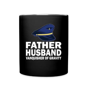Pilot Father Husband Vanquisher Gravity Flugzeug - Tasse einfarbig - Schwarz - Vorne
