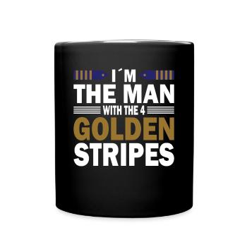 Pilot Man With 4 Golden Stripes Flugzeug Luftfahrt - Tasse einfarbig - Schwarz - Vorne