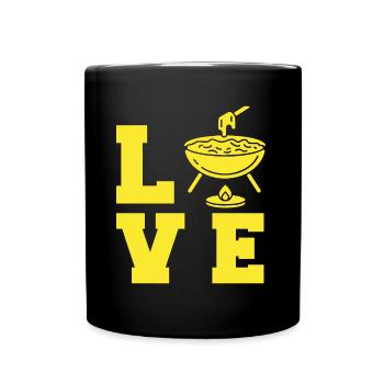 Fondue LOVE Cheese Alps Switzerland - Full Colour Mug - black - Front