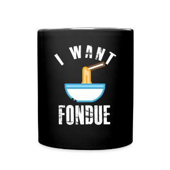 Liquid Cheese Fondue Swiss Alps Happiness - Full Colour Mug - black - Front
