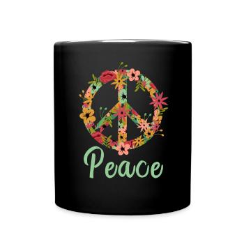 Frieden Zeichen Frieden Der Welt Keine Kriegs - Tasse einfarbig - Schwarz - Vorne