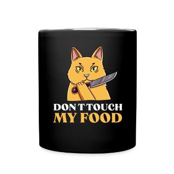 Katze Futter Essen Geschenk - Tasse einfarbig - Schwarz - Vorne