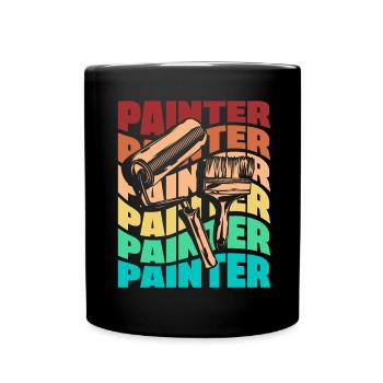 Painter Painting Silhouette - Tasse einfarbig - Schwarz - Vorne