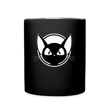 Maus schwarz-weiß Motiv, cooles Design, Sticker - Tasse einfarbig - Schwarz - Vorne