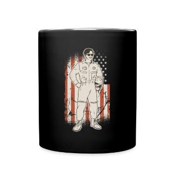Pilot Patriot Airplane Aviation Helicopter - Full Colour Mug - black - Front