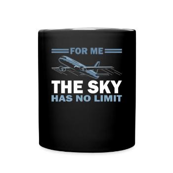 Pilot Sky Has No Limit Flugzeug Luftfahrt Flieger - Tasse einfarbig - Schwarz - Vorne