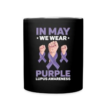 En mai, nous portons un soutien de sensibilisation au lupus violet - Mug uni - noir - Devant