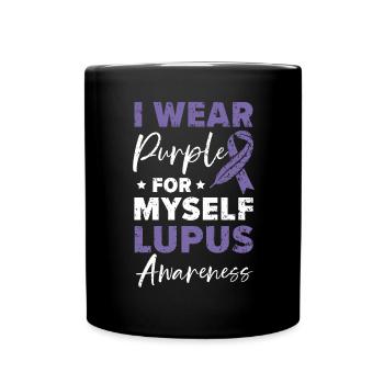 Je porte du violet pour moi-même Lupus Awareness Disease - Mug uni - noir - Devant