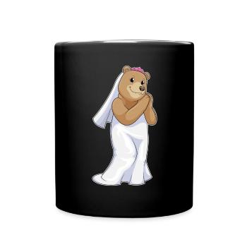 Bär Braut Schleier Hochzeit - Tasse einfarbig - Schwarz - Vorne
