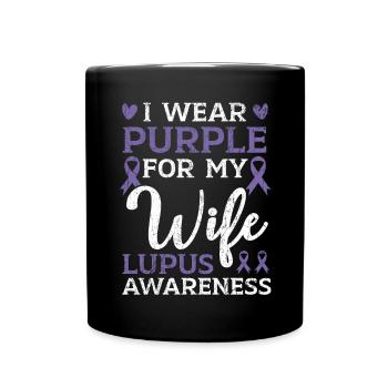 Ich trage Lila für meine Frau Lupus Awareness Support - Tasse einfarbig - Schwarz - Vorne