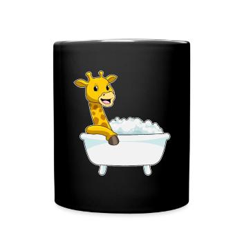 Giraffe Bathing Bathtub - Full Colour Mug - black - Front