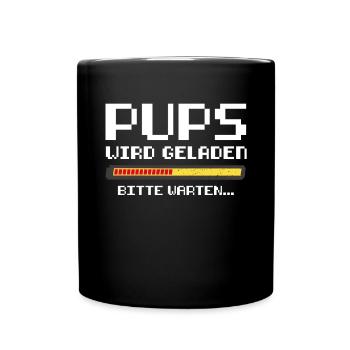 Retro Pups Wird Geladen Gamer Zocker Gaming Spruch - Tasse einfarbig - Schwarz - Vorne