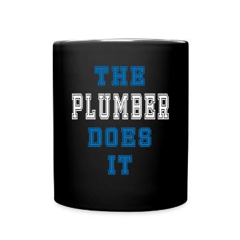 The Plumber does it Plumber Gift - Full Colour Mug - black - Front