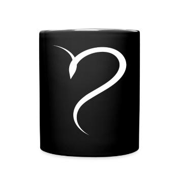 Halbes Weises Herz Simpel - Tasse einfarbig - Schwarz - Vorne