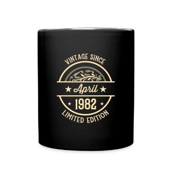 Geburtstag Vintage seit April 1982 - Tasse einfarbig - Schwarz - Vorne