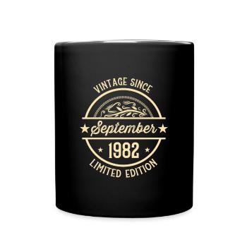 Geburtstag Vintage seit September 1982 - Tasse einfarbig - Schwarz - Vorne