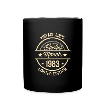 Geburtstag Vintage seit März 1983 - Tasse einfarbig - Schwarz - Vorne