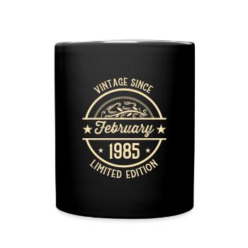 Geburtstag Vintage seit Februar 1985 - Tasse einfarbig - Schwarz - Vorne