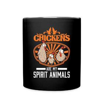 Les poulets sont mes animaux spirituels Hühner - Mug uni - noir - Devant