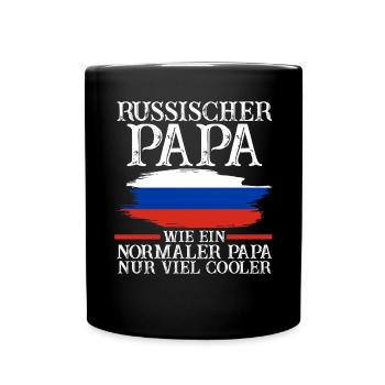 Russischer Papa Vater Russen Russland - Tasse einfarbig - Schwarz - Vorne