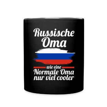 Russin Russische Oma Russland - Tasse einfarbig - Schwarz - Vorne