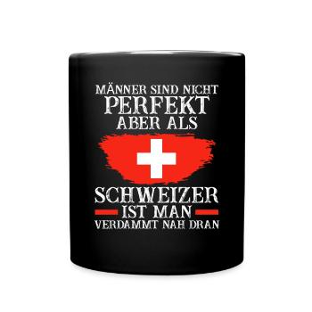 Schweiz Schweizer - Tasse einfarbig - Schwarz - Vorne