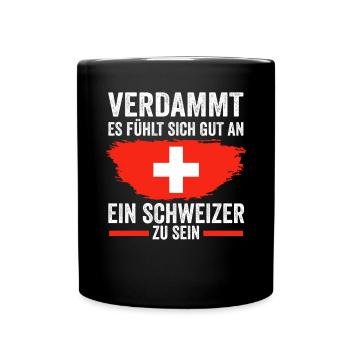 Schweiz Schweizer - Tasse einfarbig - Schwarz - Vorne
