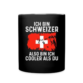 Schweiz Schweizer - Tasse einfarbig - Schwarz - Vorne