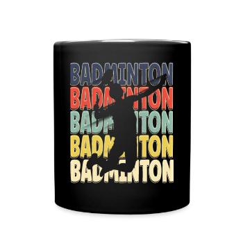 Cool Retro Text Silhouette Badminton - Mug uni - noir - Devant