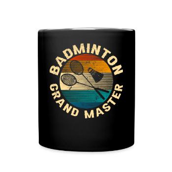 Cool Retro Crossing Rackets Badminton Grand Master - Tasse einfarbig - Schwarz - Vorne