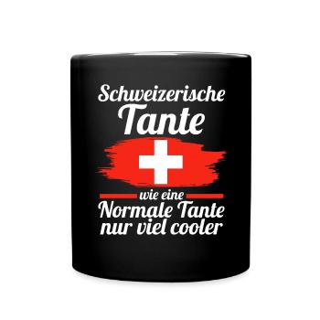 Schweizerin Tante Schweiz - Tasse einfarbig - Schwarz - Vorne