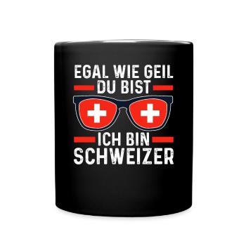 Schweizer Schweiz - Tasse einfarbig - Schwarz - Vorne