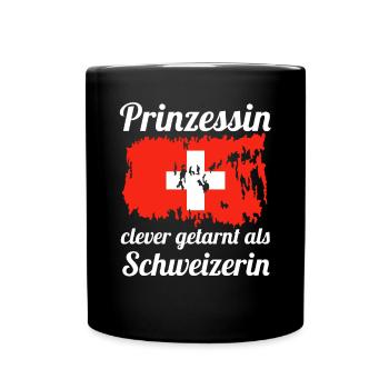 Prinzessin Schweizer Schweiz - Tasse einfarbig - Schwarz - Vorne