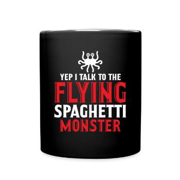 Fliegendes Spaghettimonster FSM - Tasse einfarbig - Schwarz - Vorne