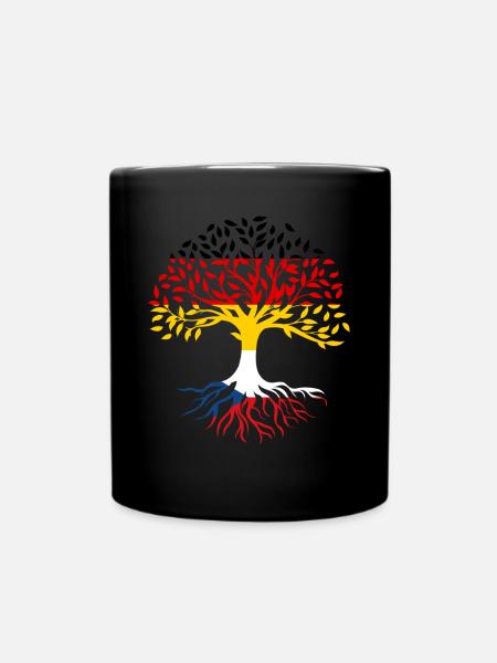 Wurzeln Baum Deutschland Tschechien - Tasse einfarbig - Schwarz