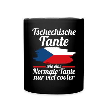 Tschechin Tante Tschechien - Tasse einfarbig - Schwarz - Vorne