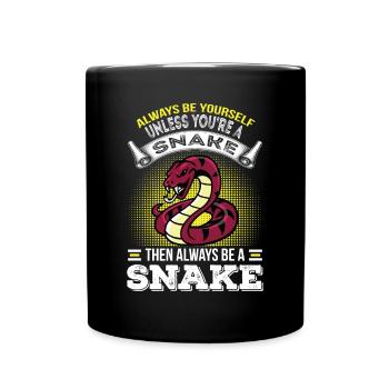 Kobra sei eine Schlange Zoo Reptilien - Tasse einfarbig - Schwarz - Vorne
