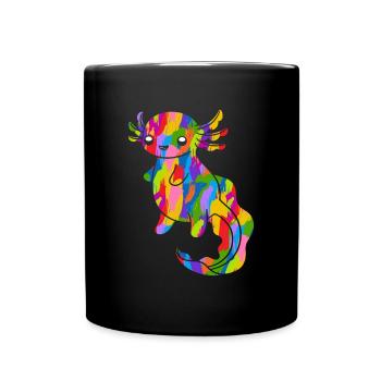 Axolotl Colorful Vintage Rainbow Retro Salamander - Full Colour Mug - black - Front